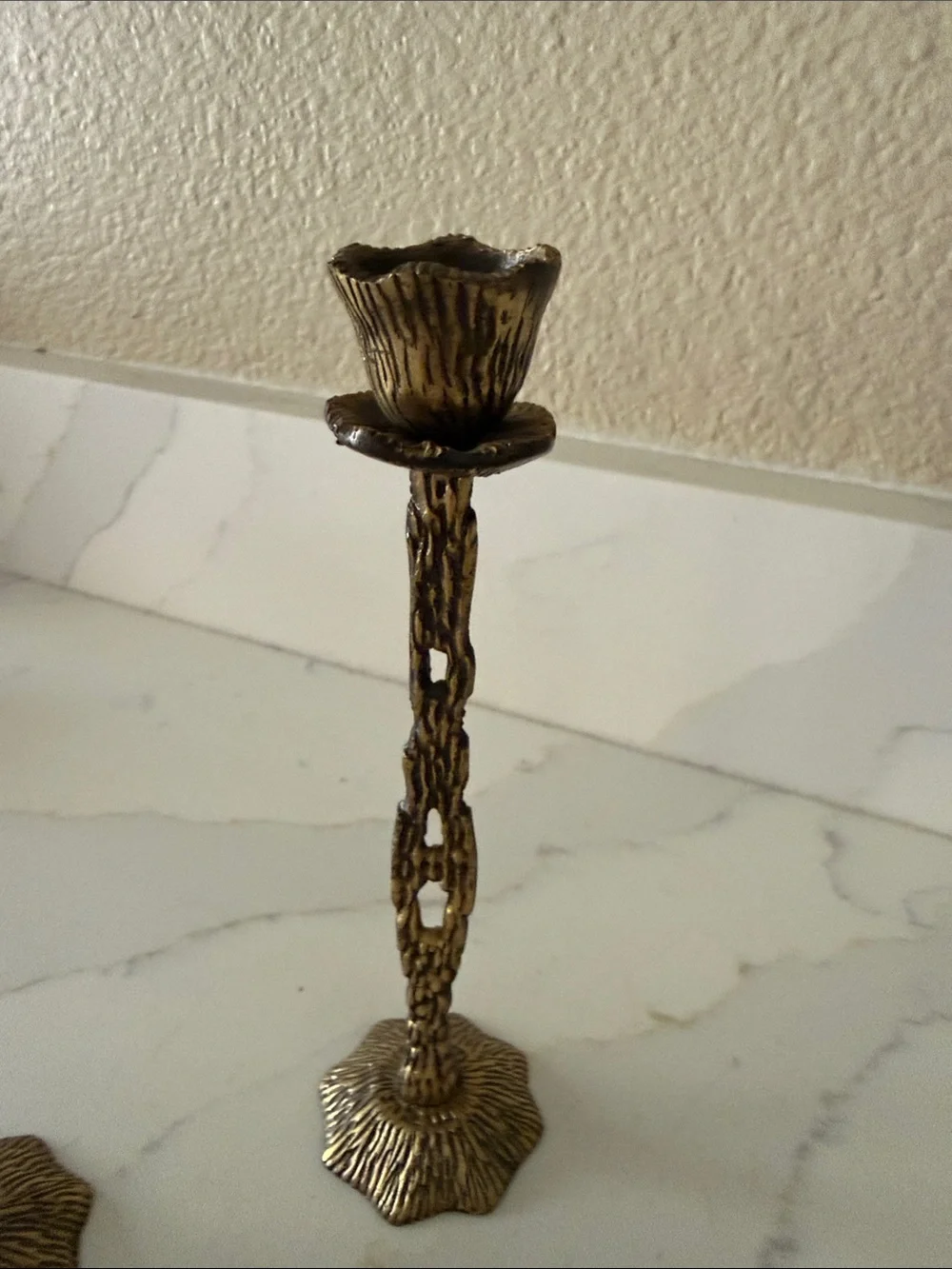 Mid Century Hein Ami Israeli Brutalist Brass Candlesticks Set of 2